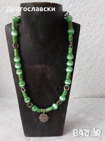Красива висулка със зелен камък за колие, антика, бижу, броеница, гердан, Нефертити, пустиня , снимка 13 - Други - 12170819