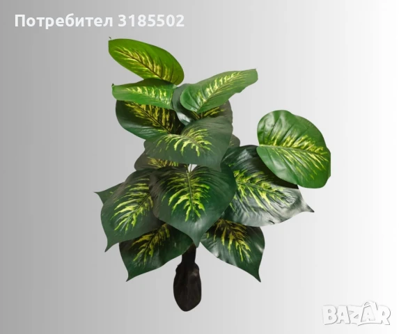Изкуствено декоративно растение с шарени зелени листа ,1 метър, снимка 5 - Изкуствени цветя - 51227350