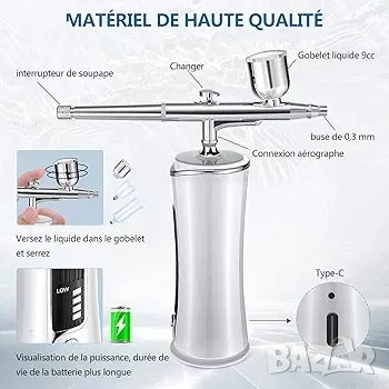 Пистолет за пръскане Aerograph Airograph Високопрецизен мини пистолет за пръскане, снимка 3 - Други инструменти - 49608791