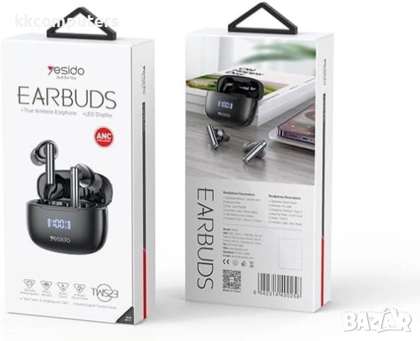 Bluetooth Handsfree Wireless Слушалки Yesido TWS23 + ANC /Черен/ Баркод : 2404196, снимка 2 - Безжични слушалки - 52885530