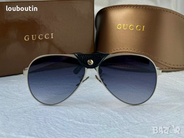 Gucci 2024 мъжки слънчеви очила авиатор с кожа 5 цвята, снимка 9 - Слънчеви и диоптрични очила - 45591492