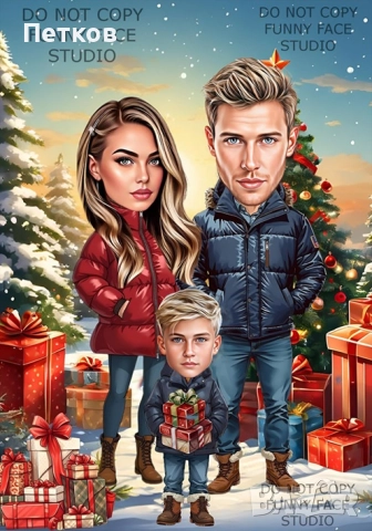 Карикатура по снимка за Коледа! Уникален подарък за любим човек!, снимка 11 - Картини - 52379727