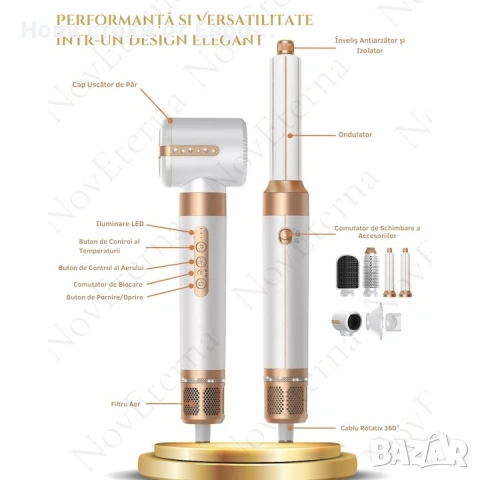 Професионален сешоар NovEterna® 7 в 1, 2 автоматични маши с ефект на опашката,, снимка 14 - Сешоари - 53467411