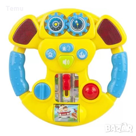 Волан за кола за малко дете, със светлини и музика / Цвят: Жълт, Син, снимка 3 - Музикални играчки - 46453460