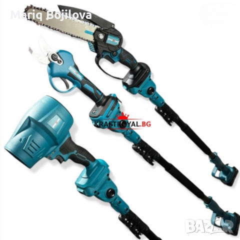 Акумулаторен комплект 4в1 KraftRoyal – Лозарска ножица, мини верижен трион 15 см, снимка 5 - Други инструменти - 52739502