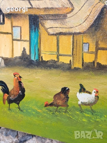 Авторска картина маслени бои върху платно селски пейзаж, снимка 7 - Картини - 54017474