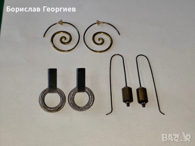 Обеци със сребро и метал, снимка 2 - Обеци - 52812256
