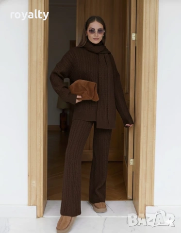 Кафяв Нов Дамски Комплект 