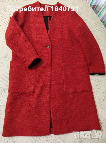 Червено палто ZARA Trafaluc – размер L – XL, снимка 3 - Палта, манта - 53494640