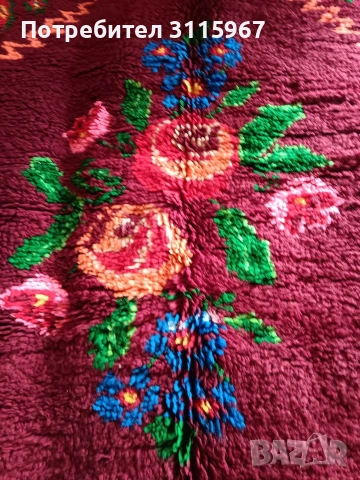 Вълнен китеник Маковете, снимка 3 - Покривки за легло - 53035228