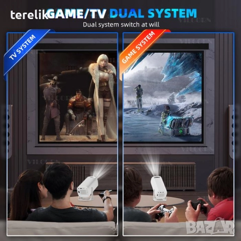 % Нов S40Max 450 Смарт проектор и игрова конзола с 35 000 вградени игри 4K, Android 11, снимка 18 - Плейъри, домашно кино, прожектори - 52379661