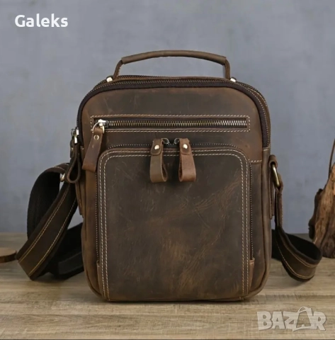 Висококачествена Винтидж Бизнес чанта /Crazy Horse* Кафява естест. кожа!, снимка 3 - Чанти - 51617431