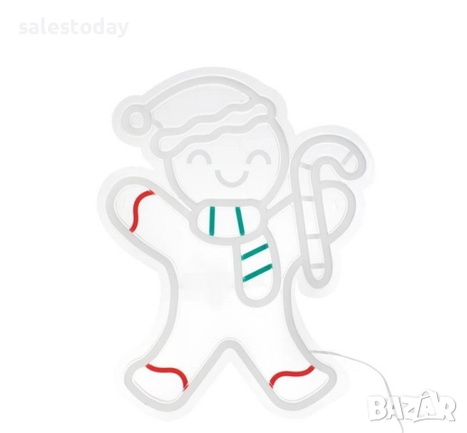 Светеща фигурка Коледно Джинджифилово човече, 40см, снимка 2 - Декорация за дома - 52387362