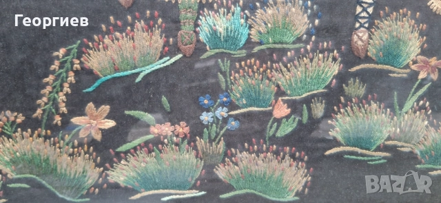 Стара картина с рамка, изтъкана от конци (гоблен), снимка 11 - Гоблени - 51990365