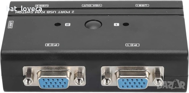 2-портов VGA KVM превключвател, USB превключвател за 2 компютъра, споделяне на 1 монитор, клавиатура, снимка 7 - Кабели и адаптери - 53759929