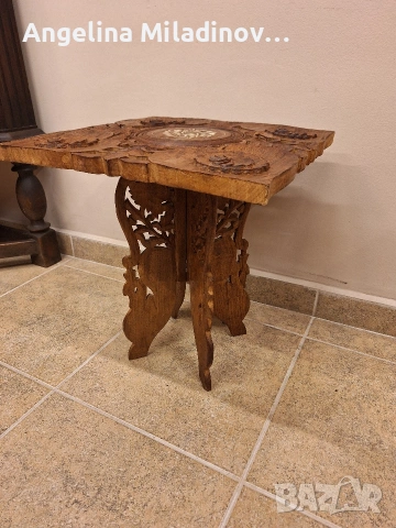 Индийска ръчно изработена помощна масичка , снимка 3 - Маси - 53890301