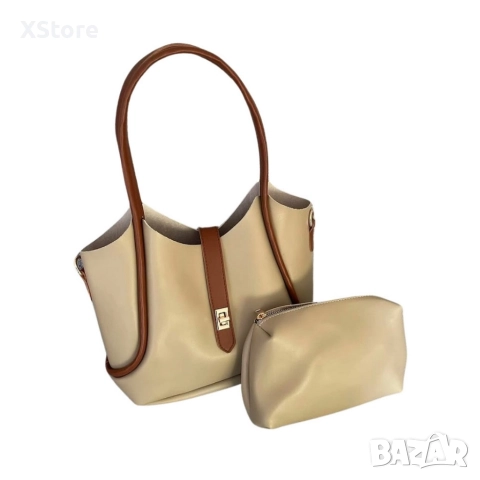 Изискана дамска чанта с практичен несесер, снимка 4 - Чанти - 52585199