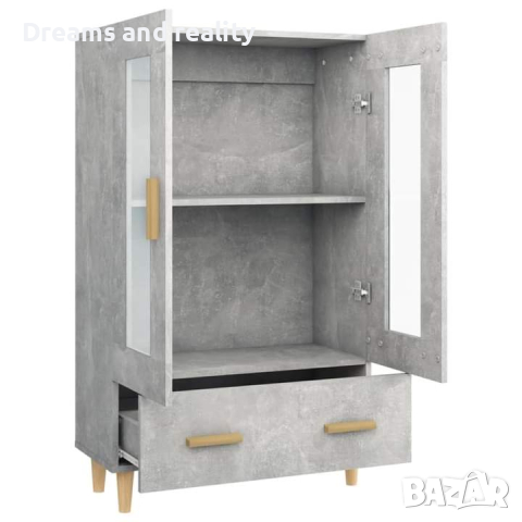 Висок шкаф, бетонно сив, снимка 3 - Шкафове - 44940253