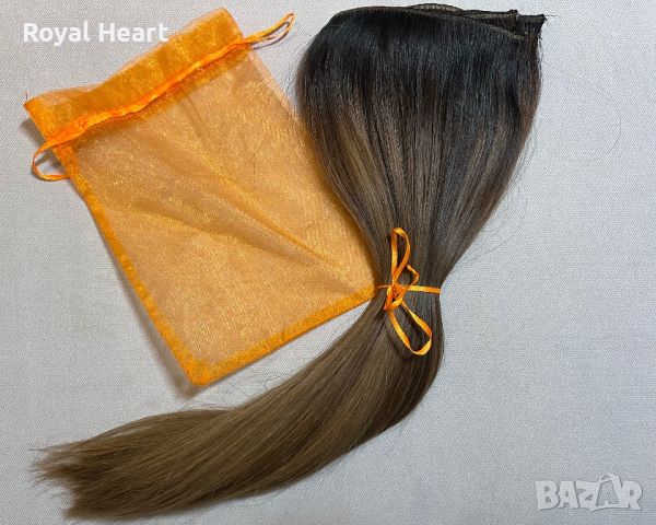Три двойни реда естествена коса (клас Делукс JSP)| 48 см / 146 грама, снимка 4 - Аксесоари за коса - 45470975