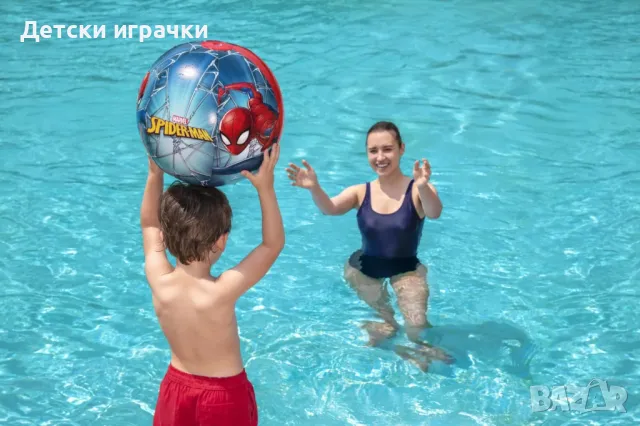 Надуваема топка Спайдърмен Bestway, диаметър 51 см, PVC, за деца, ярка