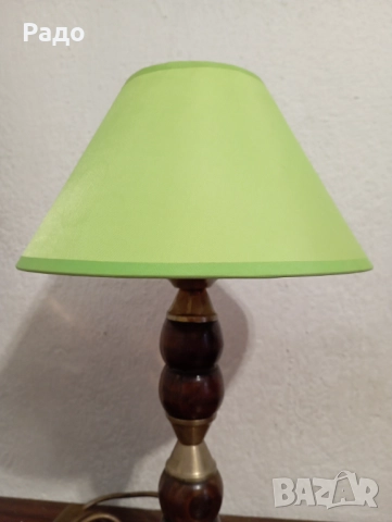 Старинна красива лампа с зелен абажур, снимка 3 - Настолни лампи - 52221723