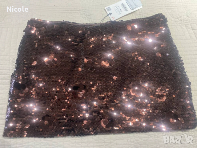 Пола с паети и цветя, ZARA нова, снимка 4 - Поли - 53415915