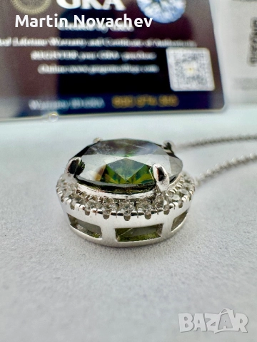 Сребърно колие с мойсанит (Диамант) 5 карата, снимка 9 - Колиета, медальони, синджири - 51685277