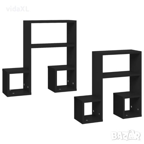 vidaXL Стенни рафтове, 2 бр, черни, 50x15x50 см, ПДЧ（SKU:807242, снимка 1 - Други - 46173778