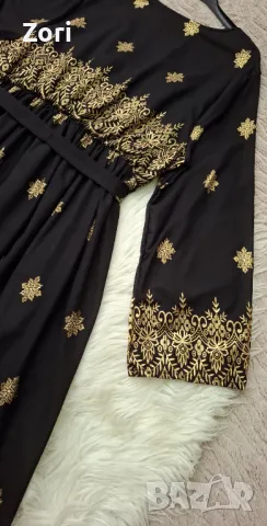 РАЗКОШНА черна рокля със златиста щампа 2ХЛ/3ХЛ размер , снимка 16 - Рокли - 50175291
