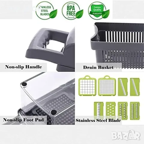 Нов Чопър Ренде Резачка за зеленчуци 15 в 1 Дом Готвене кухня дом готвач, снимка 8 - Други стоки за дома - 49657381