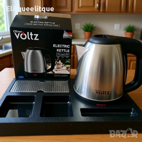 Комплект електрическа кана Voltz с поднос за кафе и чай, снимка 4 - Друга електроника - 52201656
