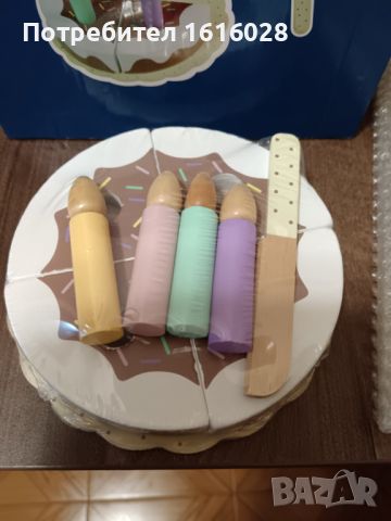 Дървена детска торта със свещички за рожден ден, снимка 5 - Образователни игри - 45159652