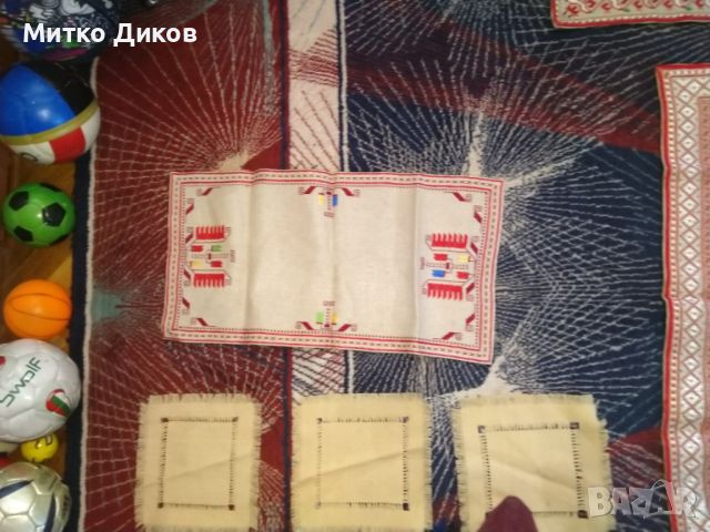 Български карета ръчно плетени лен коприна и други нови не ползвани, снимка 6 - Покривки за маси - 45221826