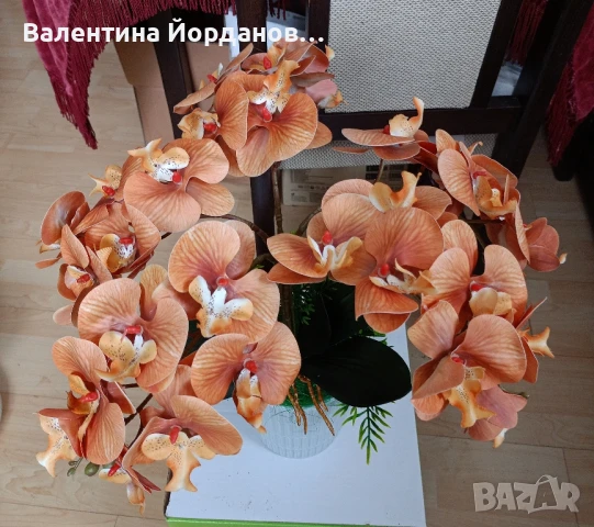 реалистични изкуствени орхидеи в керамична кашпа , снимка 6 - Декорация за дома - 50506780