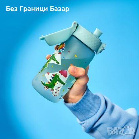 Нова Детска бутилка за вода Ion8, BPA Free, лесно отваряне, 350 мл синя, снимка 2 - Други - 45966311