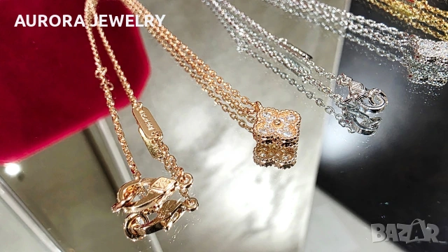 Van Cleef & Arpels VCA Gold Diamond Sweet Alhambra Clover Дамско Колие, снимка 10 - Колиета, медальони, синджири - 53918505