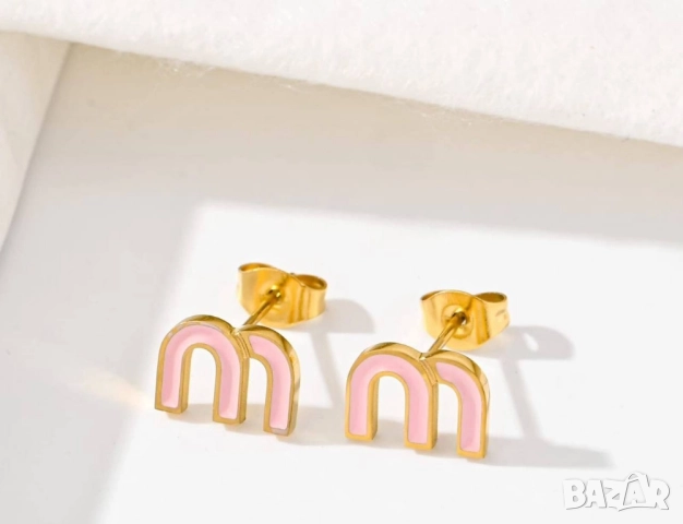 обеци от висококачествена медицинска стомана miu miu, снимка 13 - Обеци - 52093064