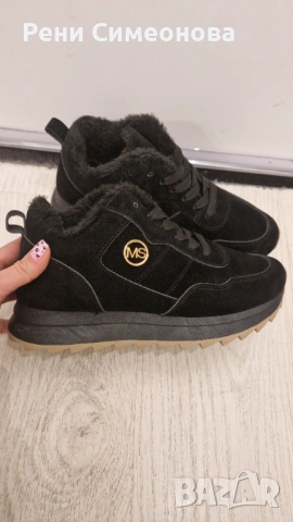 Черни обувки с вълна, снимка 3 - Дамски ежедневни обувки - 53623223