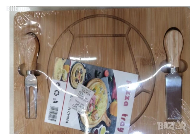 Дъска за пица с 2 прибора 29.5 x 19.5 x 1.5 см, снимка 2 - Други стоки за дома - 52853557