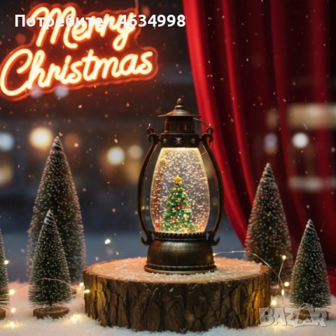 Ретро LED коледен фенер с падащ сняг – магическа светлина и празничен уют, снимка 5 - Декорация за дома - 52233144