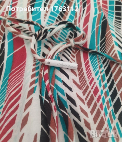 Calvin Klein дамска кафтан рокля, до коленете, размер С, нова, снимка 3 - Рокли - 52557899