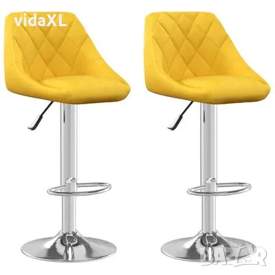 vidaXL Бар табуретки, 2 бр, горчица, кадифе（SKU:335312）, снимка 2 - Дивани и мека мебел - 49391367