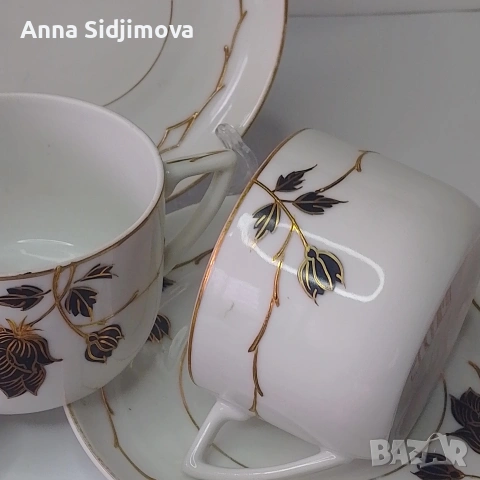 Руски порцелан двоен сет за чай , снимка 7 - Чаши - 53132158