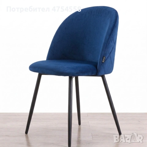 Дизайнерски син стол FARO – тапициран, стабилен и удобен