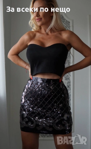 Блестяща Пола Със Сребрист И Златен Ефект Код S375, снимка 3 - Поли - 52684874