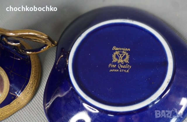 BAVARIA JAPAN STYLE Порцеланова чашка с чиния златен кант, снимка 5 - Антикварни и старинни предмети - 53958167