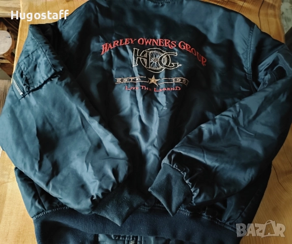 Винтидж оригинално черно бомбър яке на Harley-Davidson Owners Group (HOG)Хл, снимка 7 - Якета - 52315224