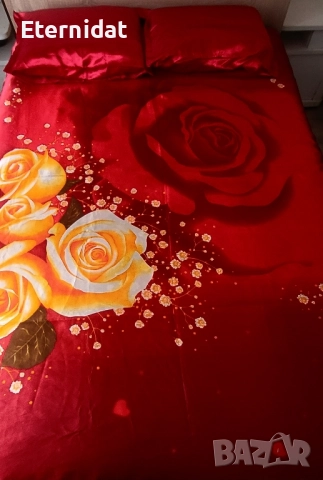 Сатенени чаршафи с рози, снимка 4 - Спално бельо - 52059480