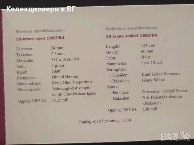 СЕТ С 10 КРОНИ /МОНЕТА И БАНКНОТА/ НОРВЕГИЯ, снимка 12 - Нумизматика и бонистика - 53997473