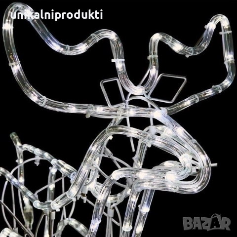 Коледен светещ 3D елен 1.2м х 1м с автоматично въртяща се глава с флаш ефект студено бяла светлина, снимка 2 - Декорация за дома - 52266105